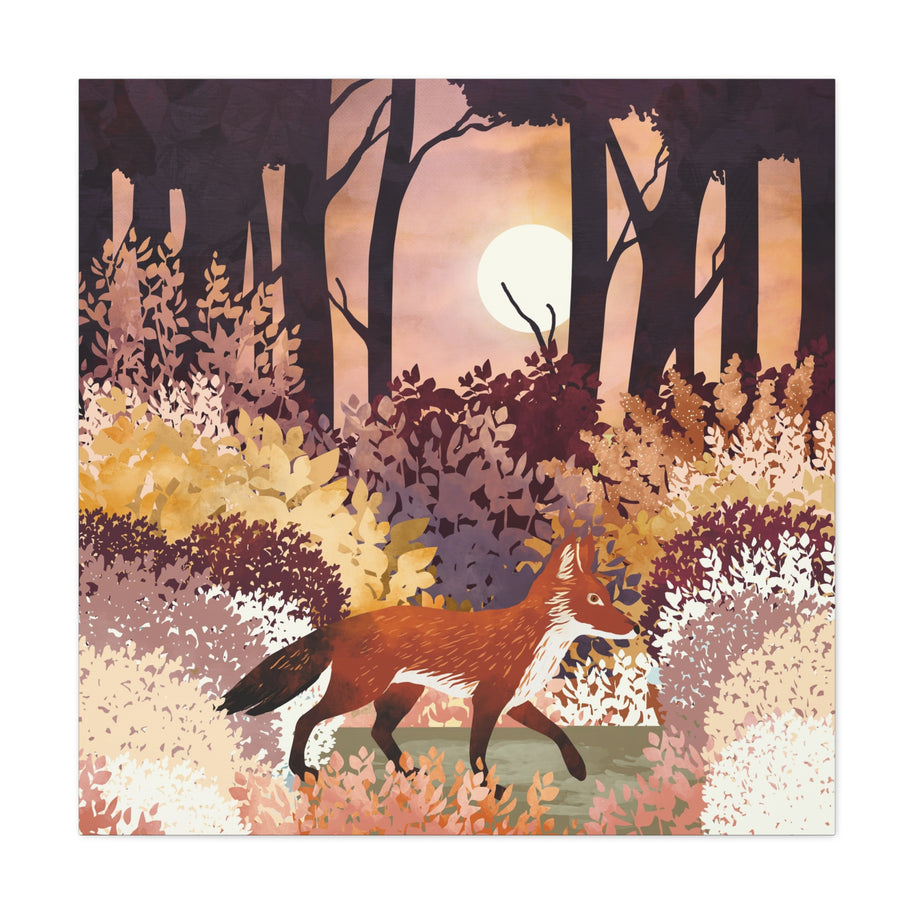Autumn Fox Forest Matte Canvas, Stretched, No Frame