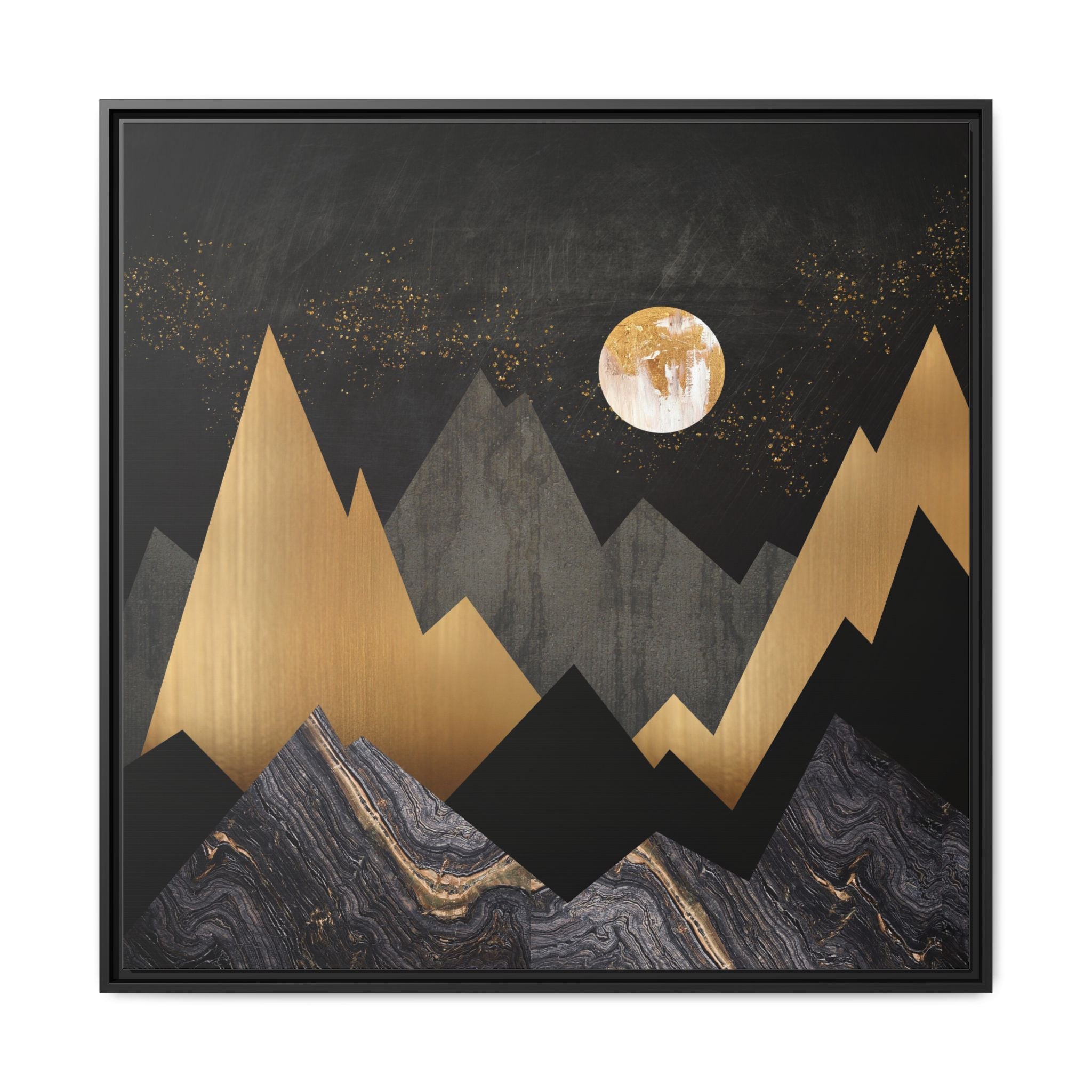 Golden Night Peaks - Matte Canvas, Framed (Multi-color)