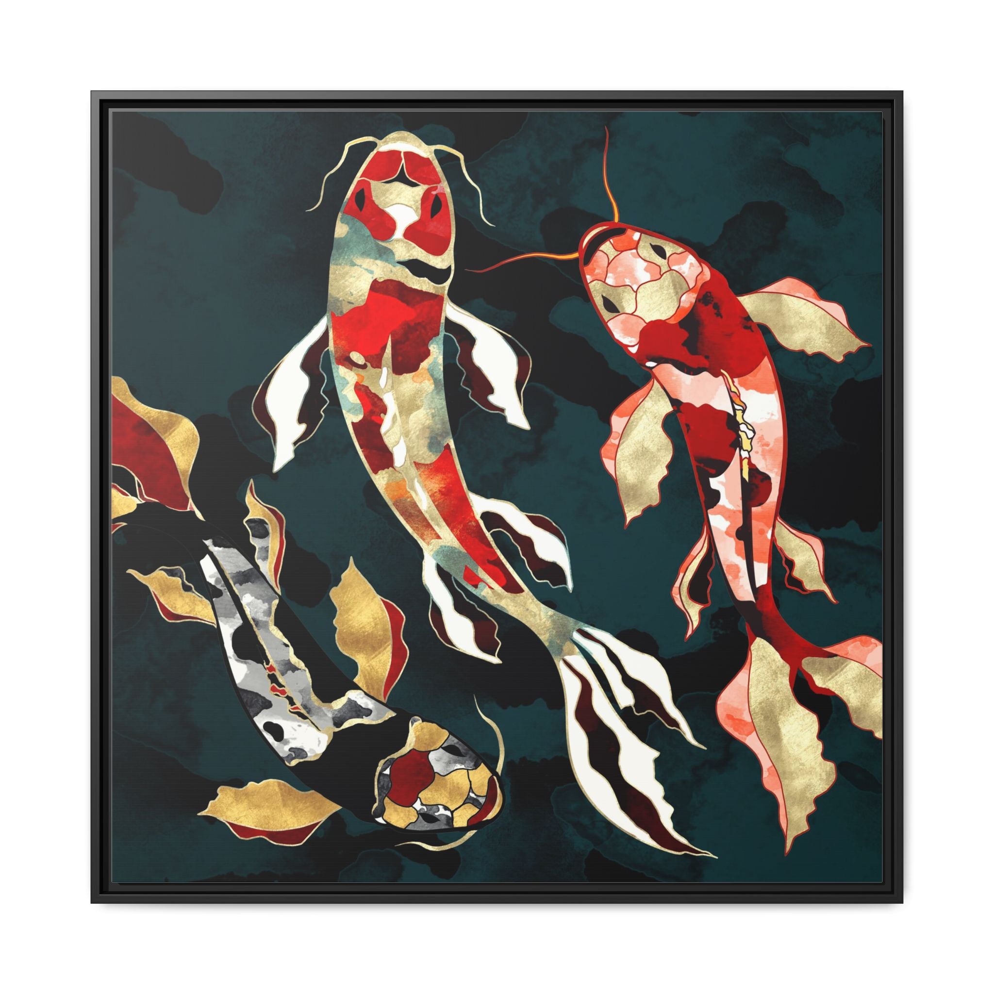 Metallic Koi - Matte Canvas, Framed (Multi-color)