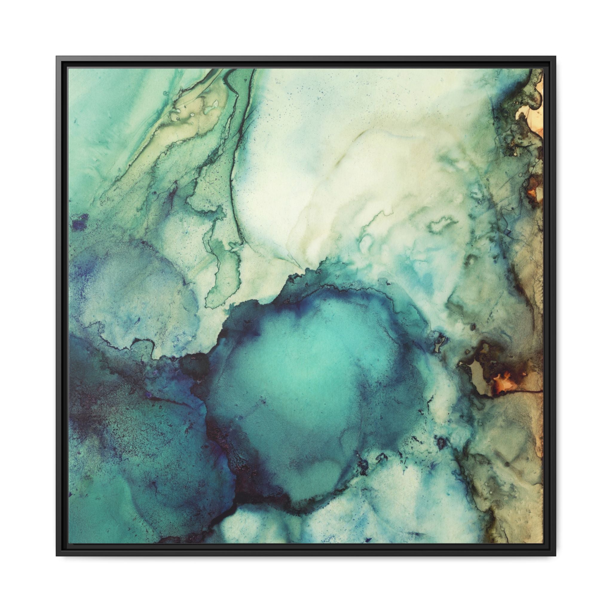 Teal Abstract - Matte Canvas, Framed (Multi-color)