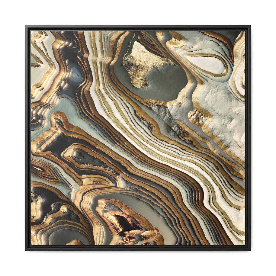 White Gold Agate Abstract - Matte Canvas, Framed (Multi-color)