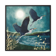 Evening Heron - Matte Canvas, Framed (Multi-color)