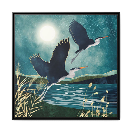 Evening Heron - Matte Canvas, Framed (Multi-color)