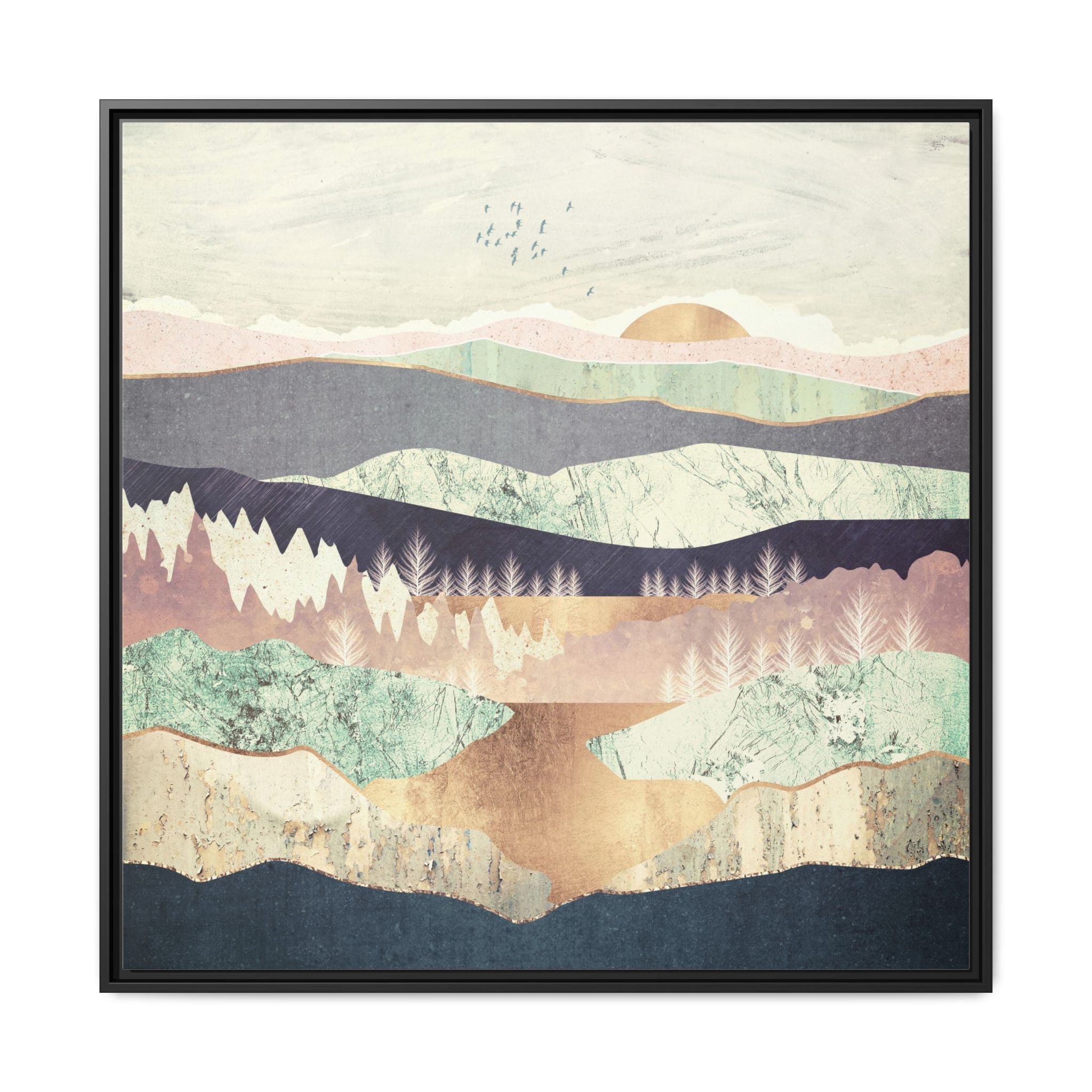 Golden Spring Reflection - Matte Canvas, Framed (Multi-color)
