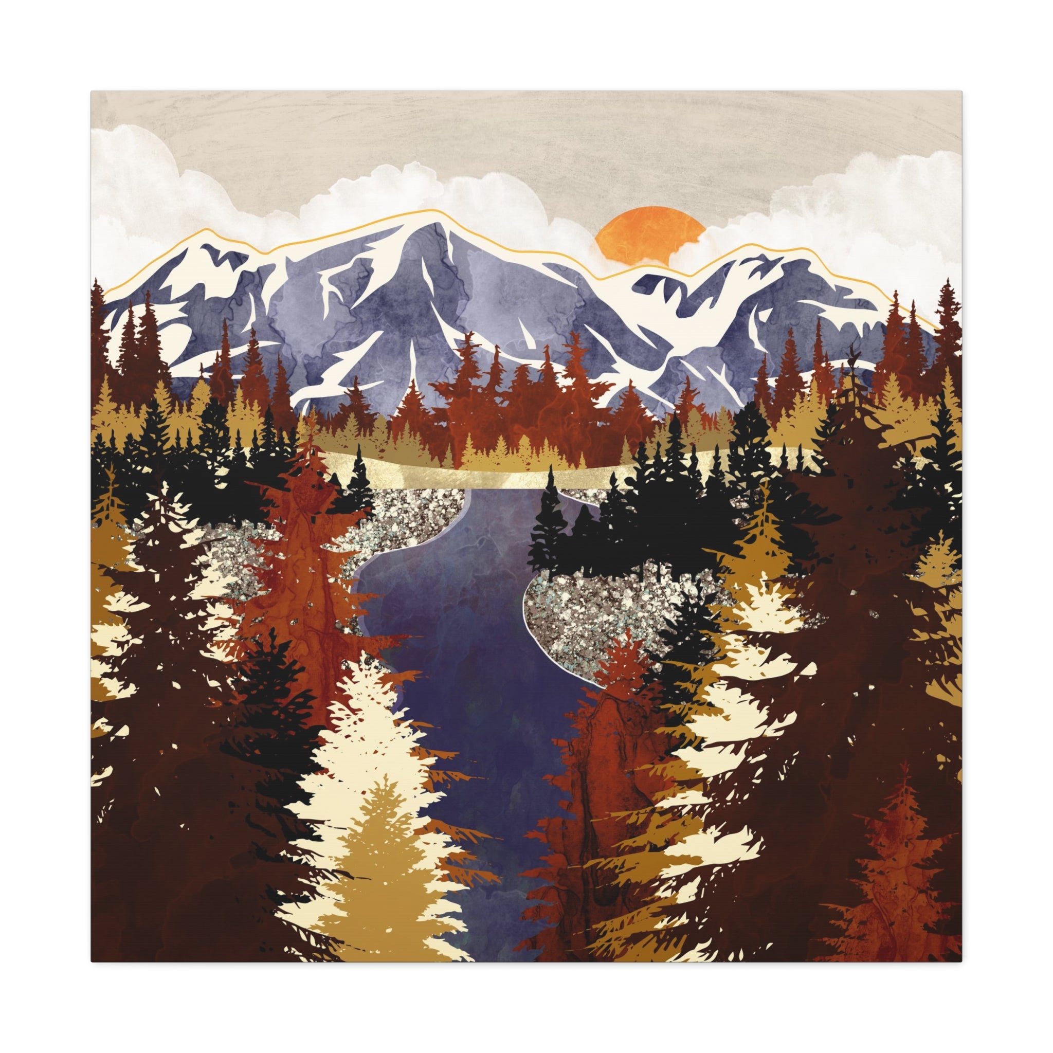 Autumn River Matte Canvas, Stretched, No Frame
