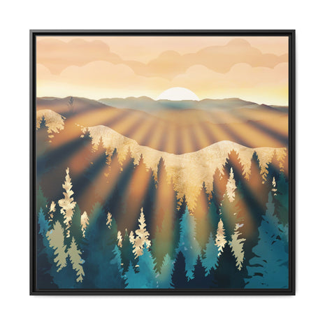 Blue Forest Sunrise - Matte Canvas, Framed (Multi-color)