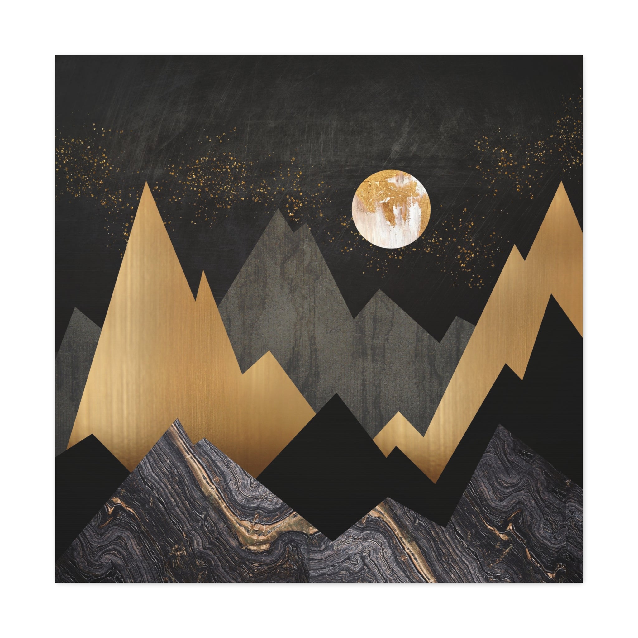 Golden Night Peaks Matte Canvas, Stretched, No Frame