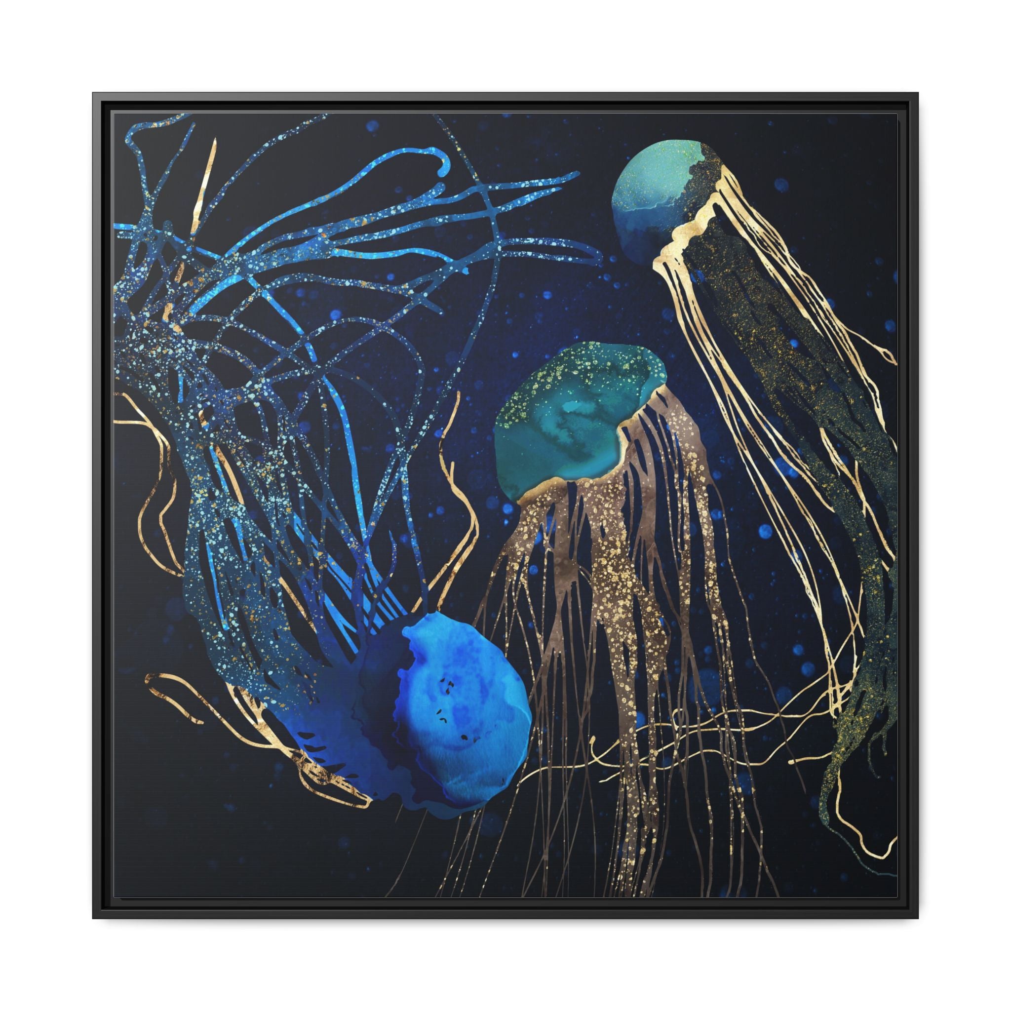 Metallic Jellyfish IV - Matte Canvas, Framed (Multi-color)