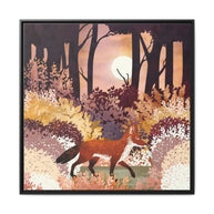 Autumn Fox Forest - Matte Canvas, Framed (Multi-color)