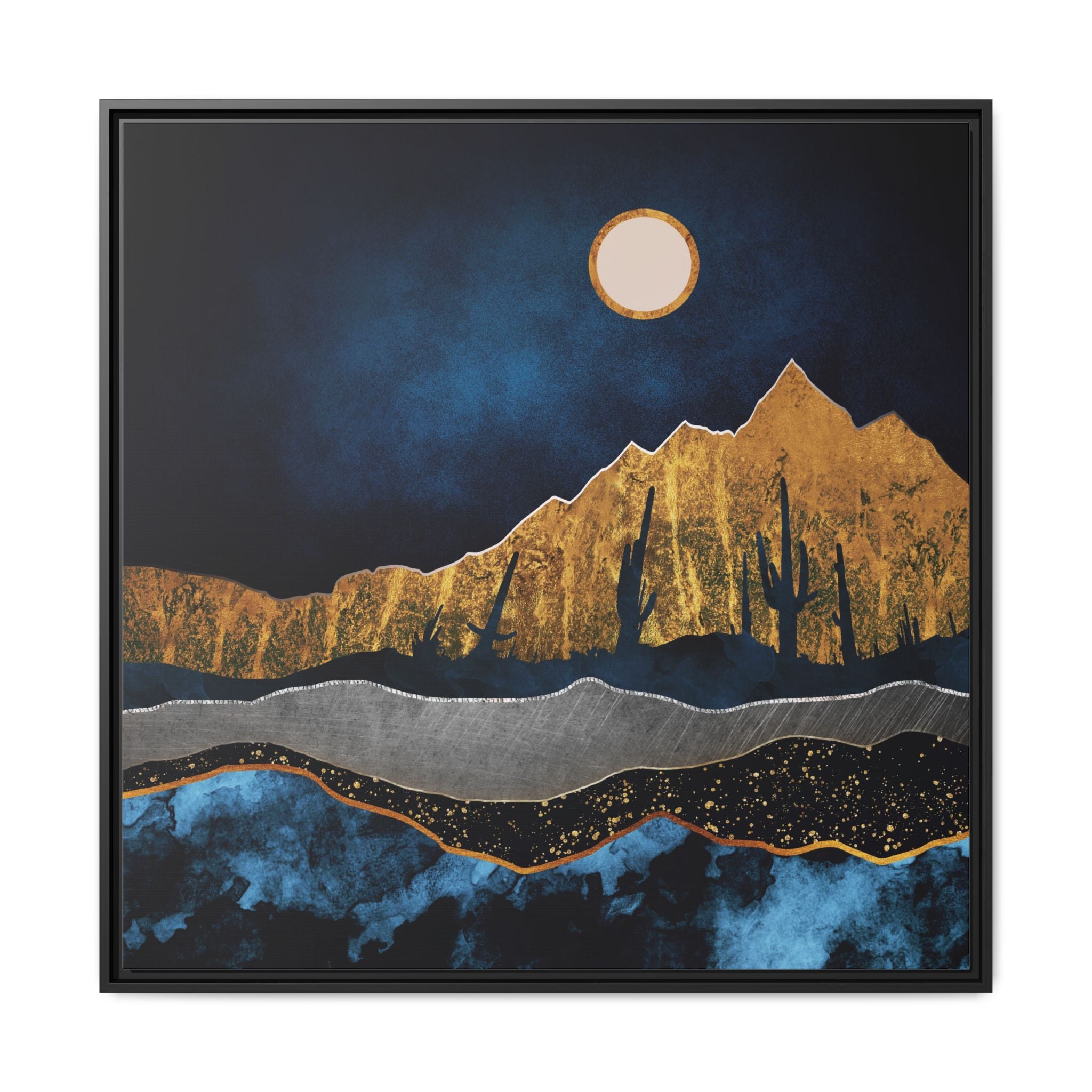 Midnight Desert Moon - Matte Canvas, Framed (Multi-color)