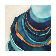 Abstract Blue and Gold Matte Canvas, Stretched, No Frame