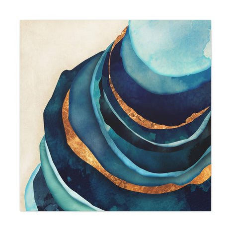 Abstract Blue and Gold Matte Canvas, Stretched, No Frame