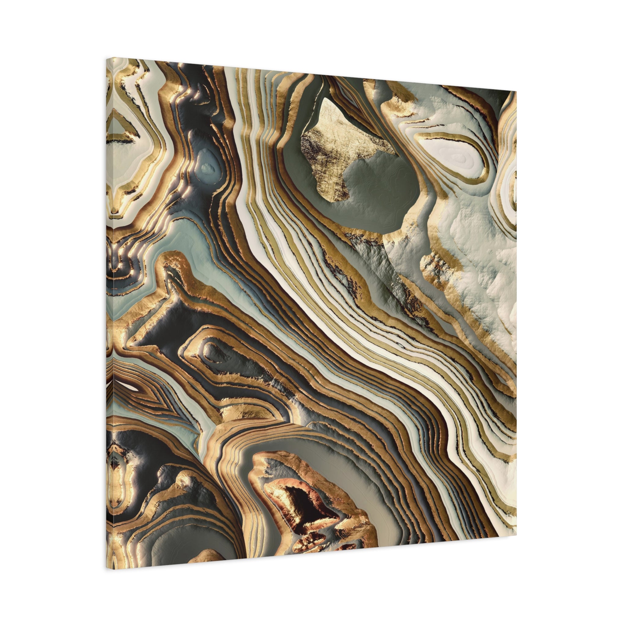 White Gold Agate Abstract Matte Canvas, Stretched, No Frame