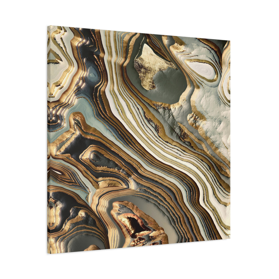 White Gold Agate Abstract Matte Canvas, Stretched, No Frame