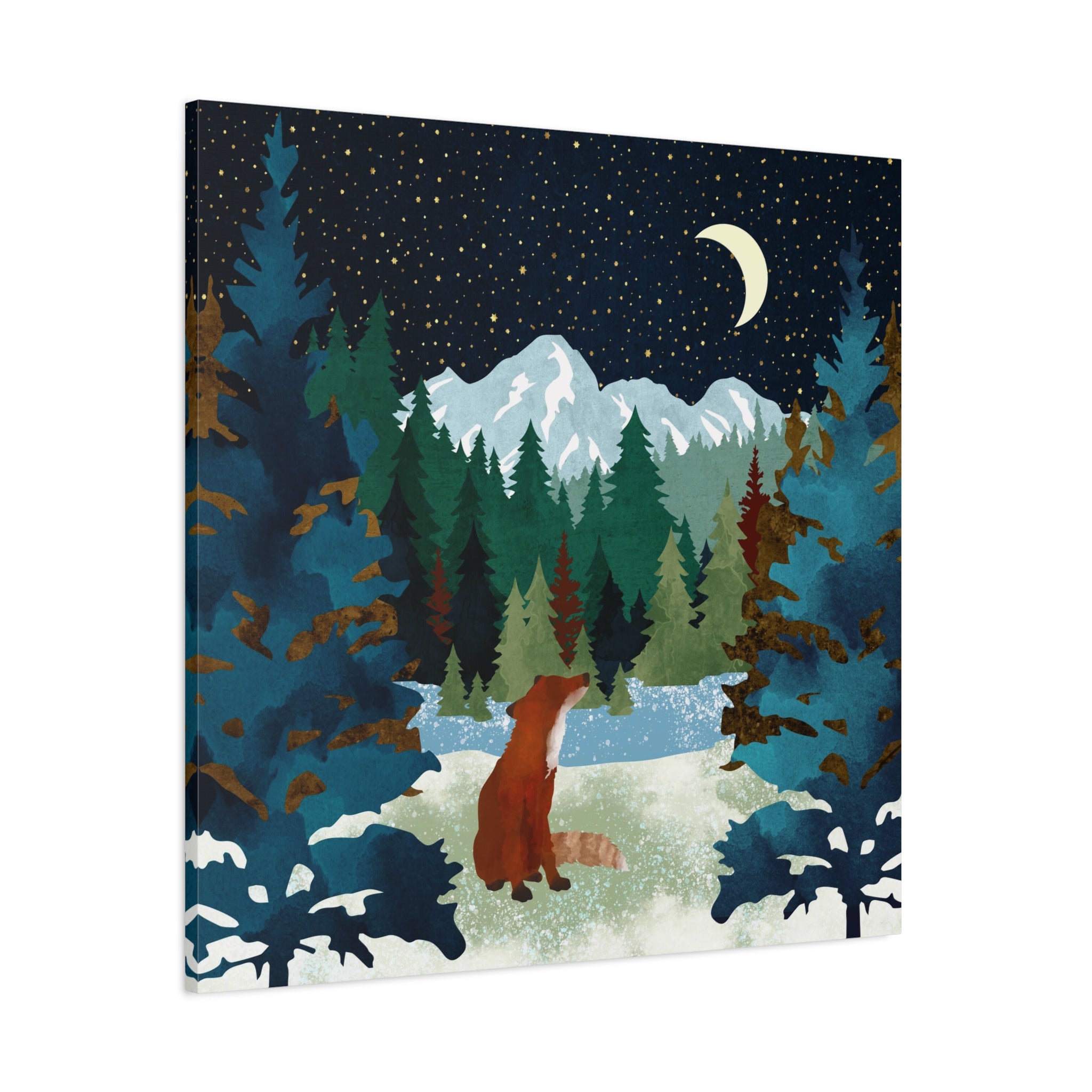 Winter Fox Matte Canvas, Stretched, No Frame