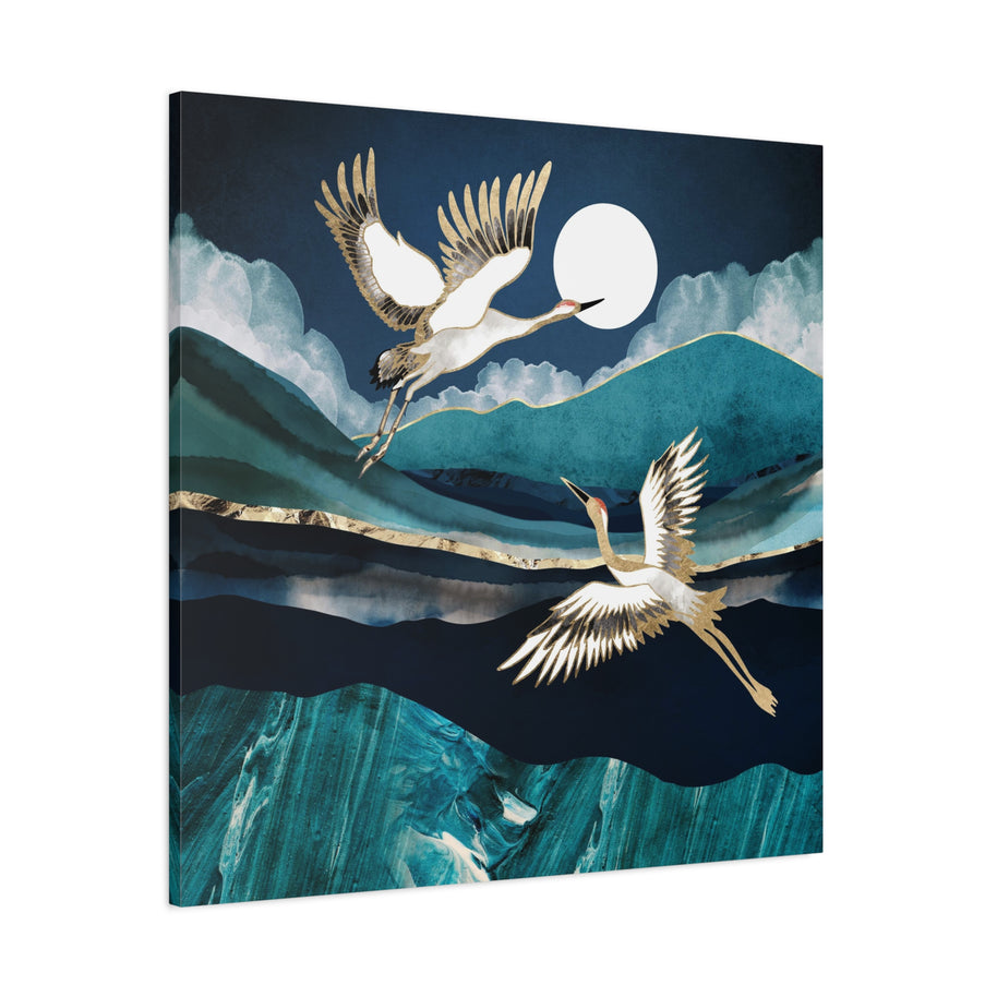 Midnight Cranes Matte Canvas, Stretched, No Frame
