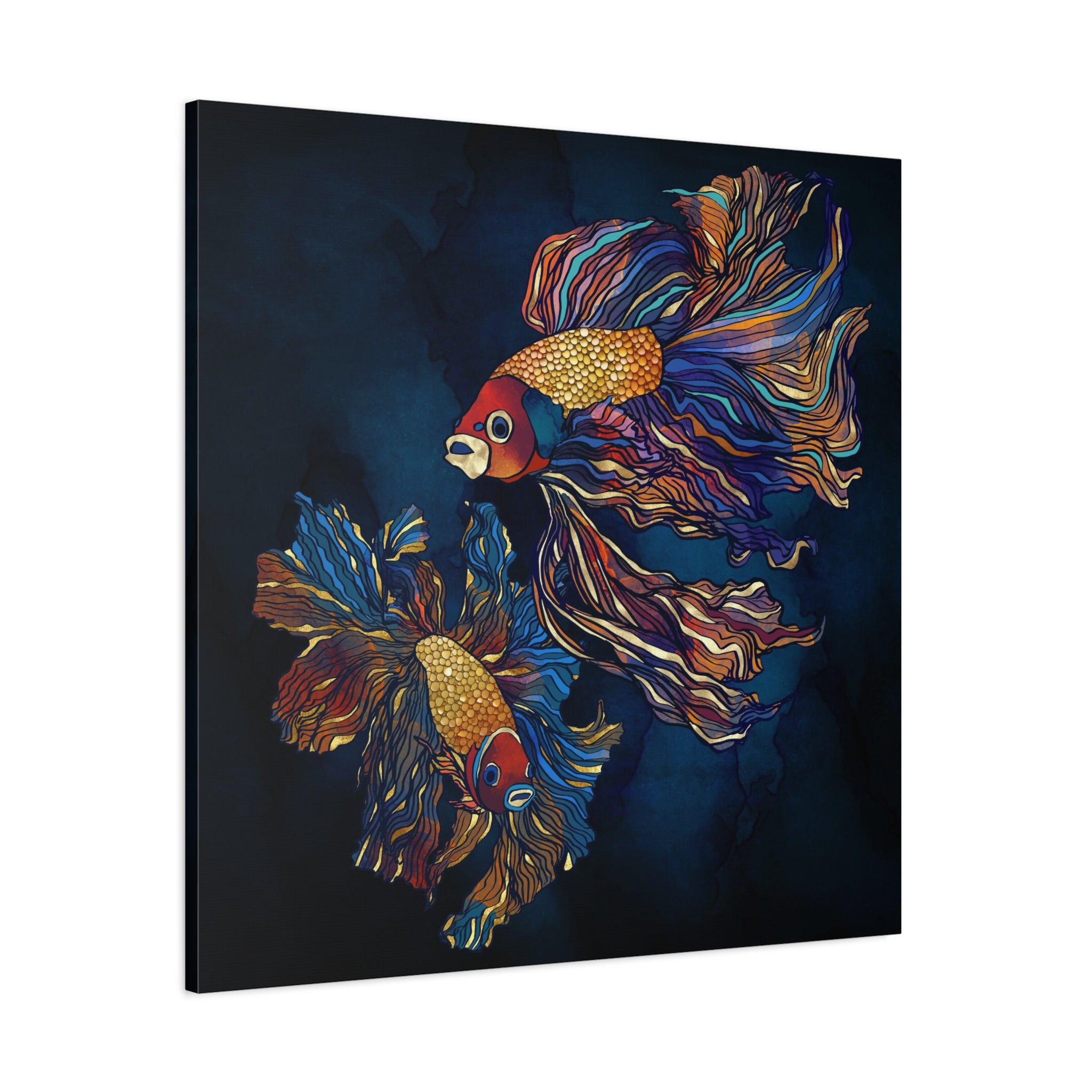 Metallic Betta Fish Matte Canvas, Stretched, No Frame