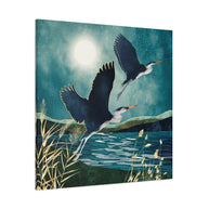 Evening Heron Matte Canvas, Stretched, No Frame