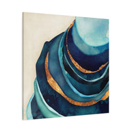 Abstract Blue and Gold Matte Canvas, Stretched, No Frame