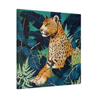Leopard and Indigo Matte Canvas, Stretched, No Frame