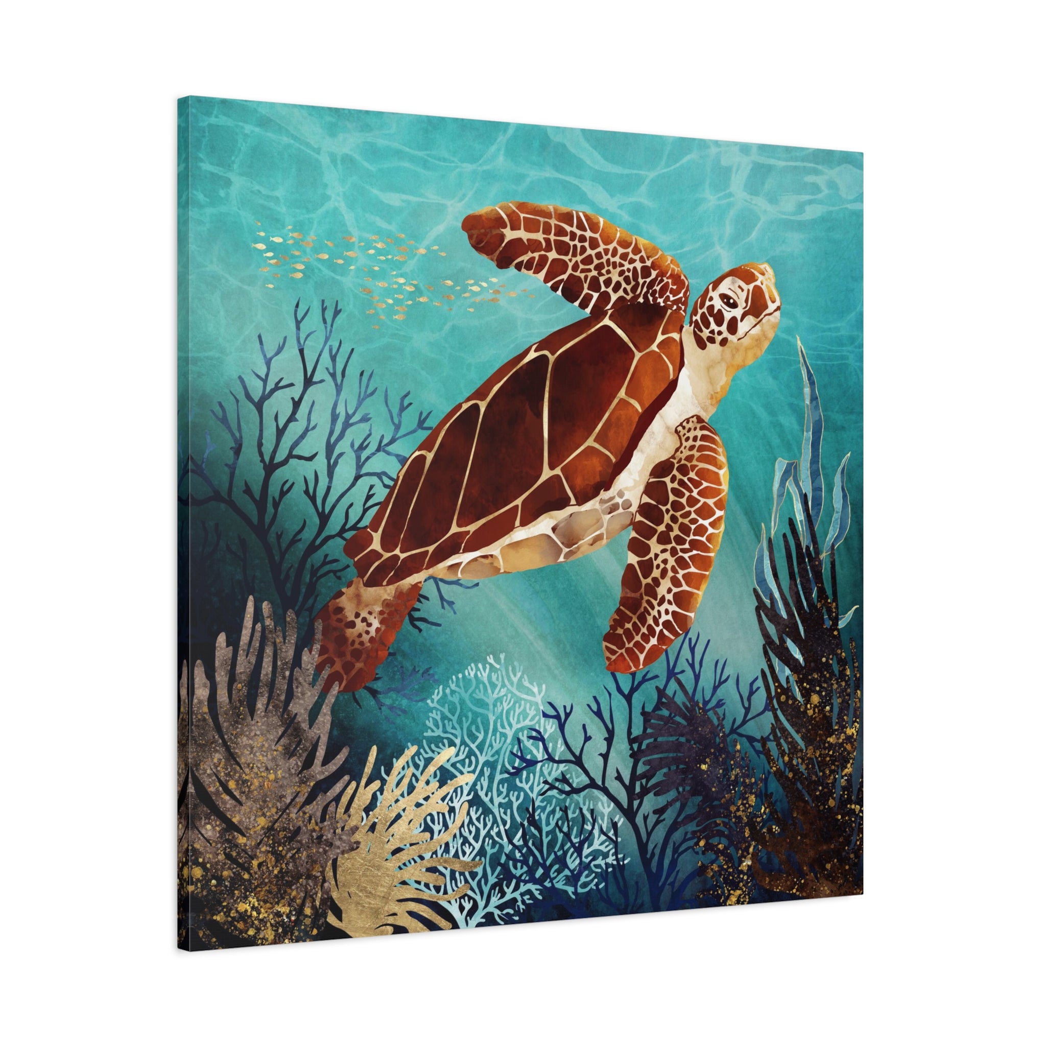 Metallic Sea Turtle Matte Canvas, Stretched, No Frame