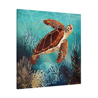 Metallic Sea Turtle Matte Canvas, Stretched, No Frame