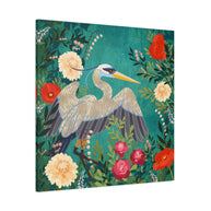 Bohemian Floral Heron Matte Canvas, Stretched, No Frame