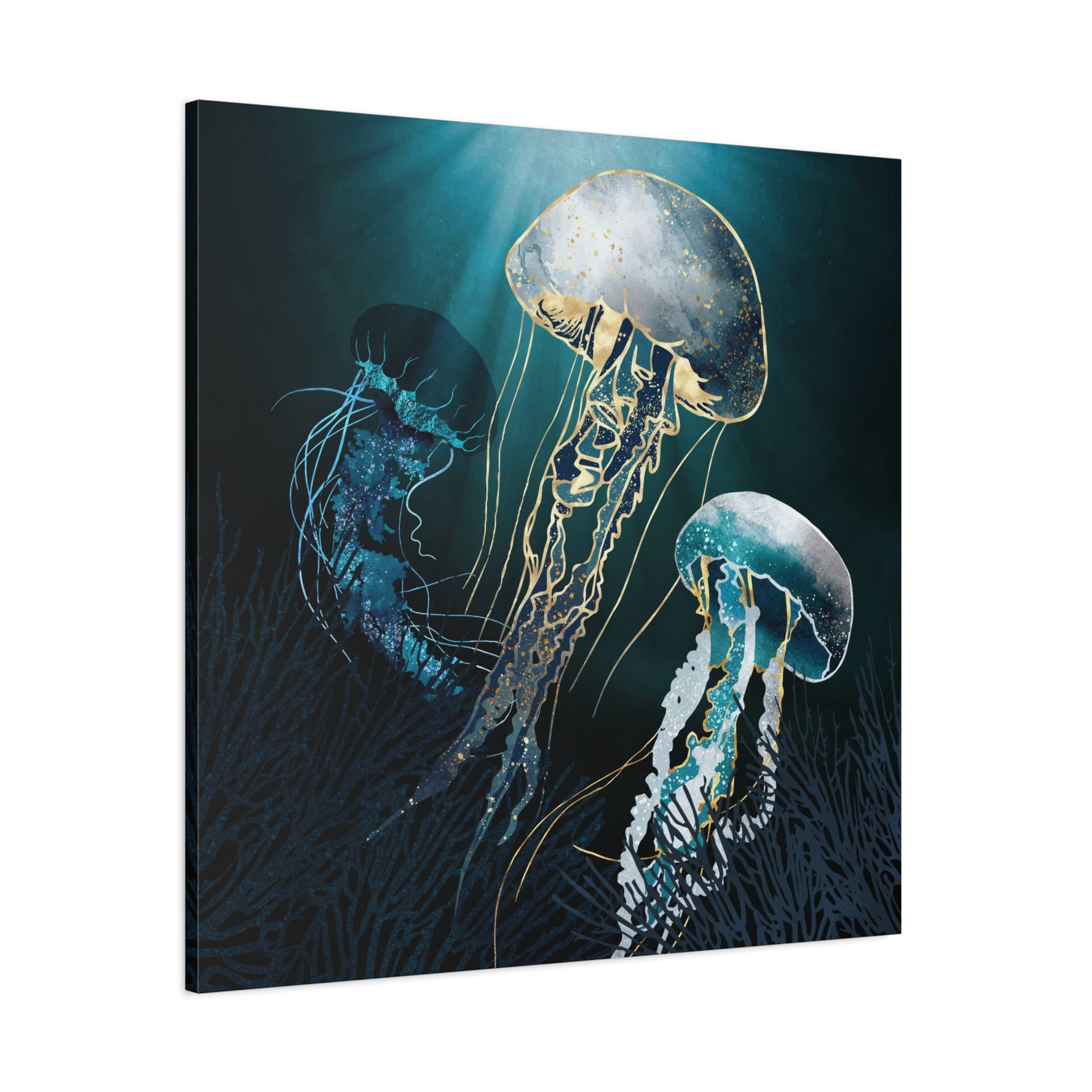 Metallic Jellyfish V Matte Canvas, Stretched, No Frame