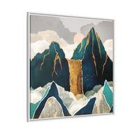 Golden Waterfall - Matte Canvas, Framed (Multi-color)