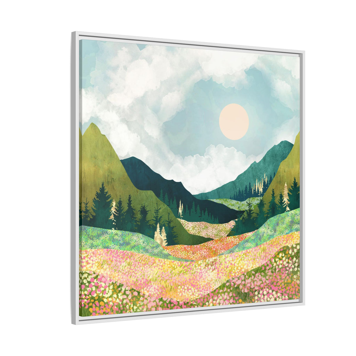 Spring Flower Vista - Matte Canvas, Framed (Multi-color)