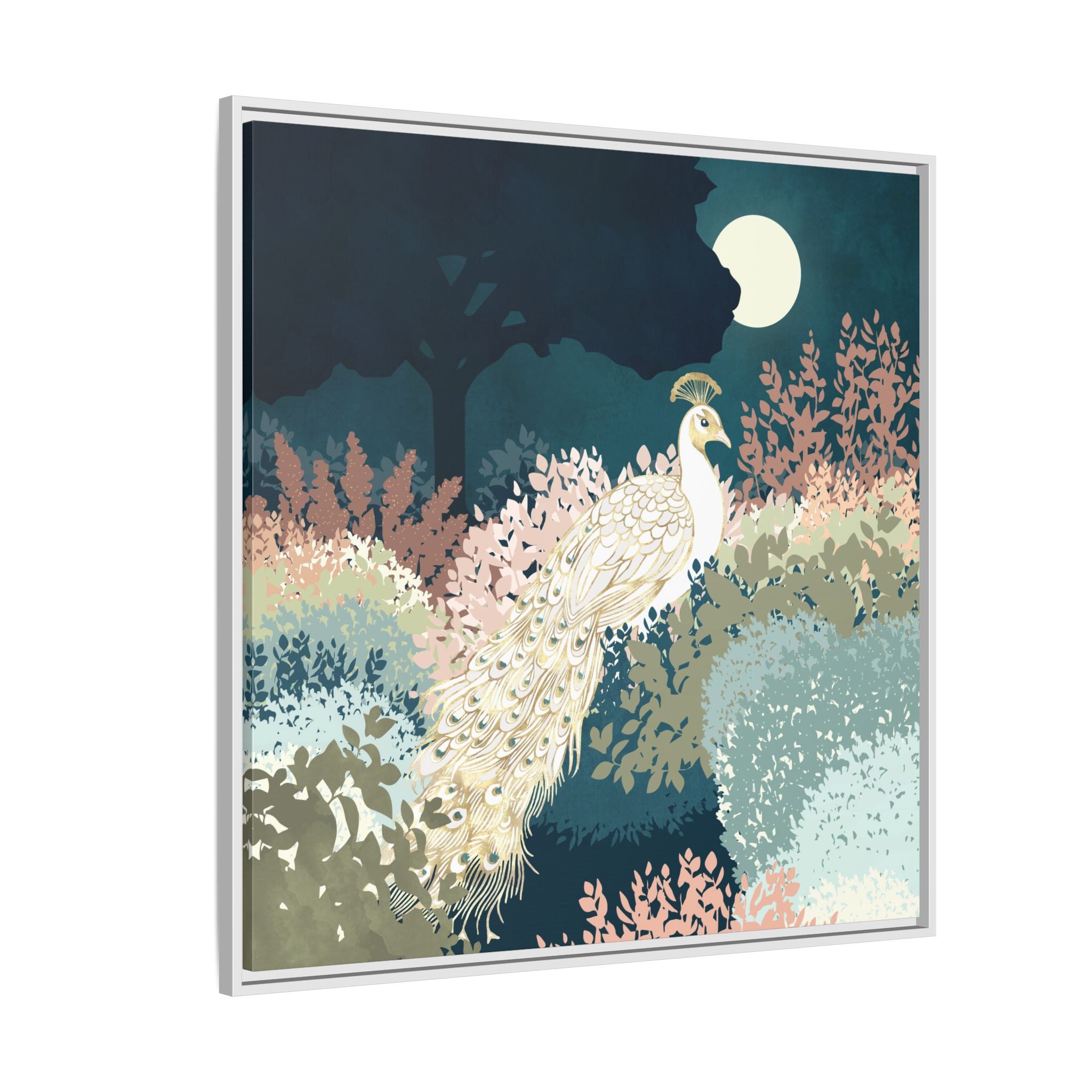 Peacock Garden II - Matte Canvas, Framed (Multi-color)