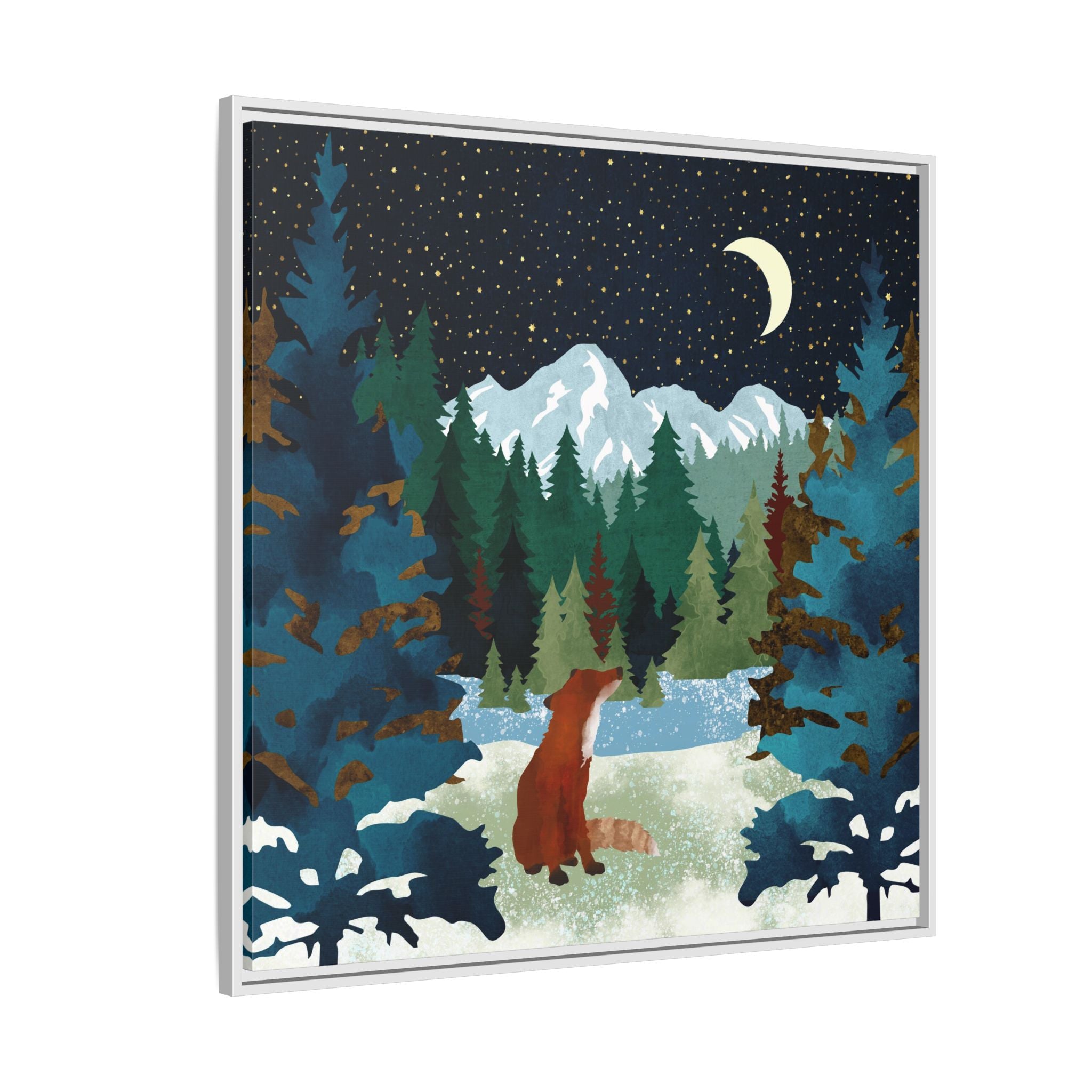 Winter Fox - Matte Canvas, Framed (Multi-color)