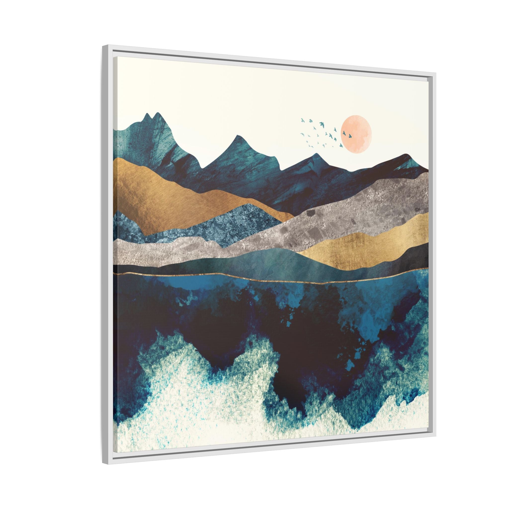 Blue Mountain Reflection - Matte Canvas, Framed (Multi-color)