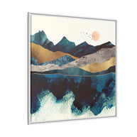 Blue Mountain Reflection - Matte Canvas, Framed (Multi-color)