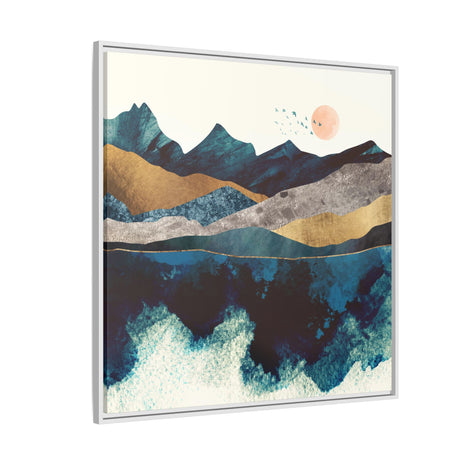 Blue Mountain Reflection - Matte Canvas, Framed (Multi-color)