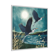 Evening Heron - Matte Canvas, Framed (Multi-color)