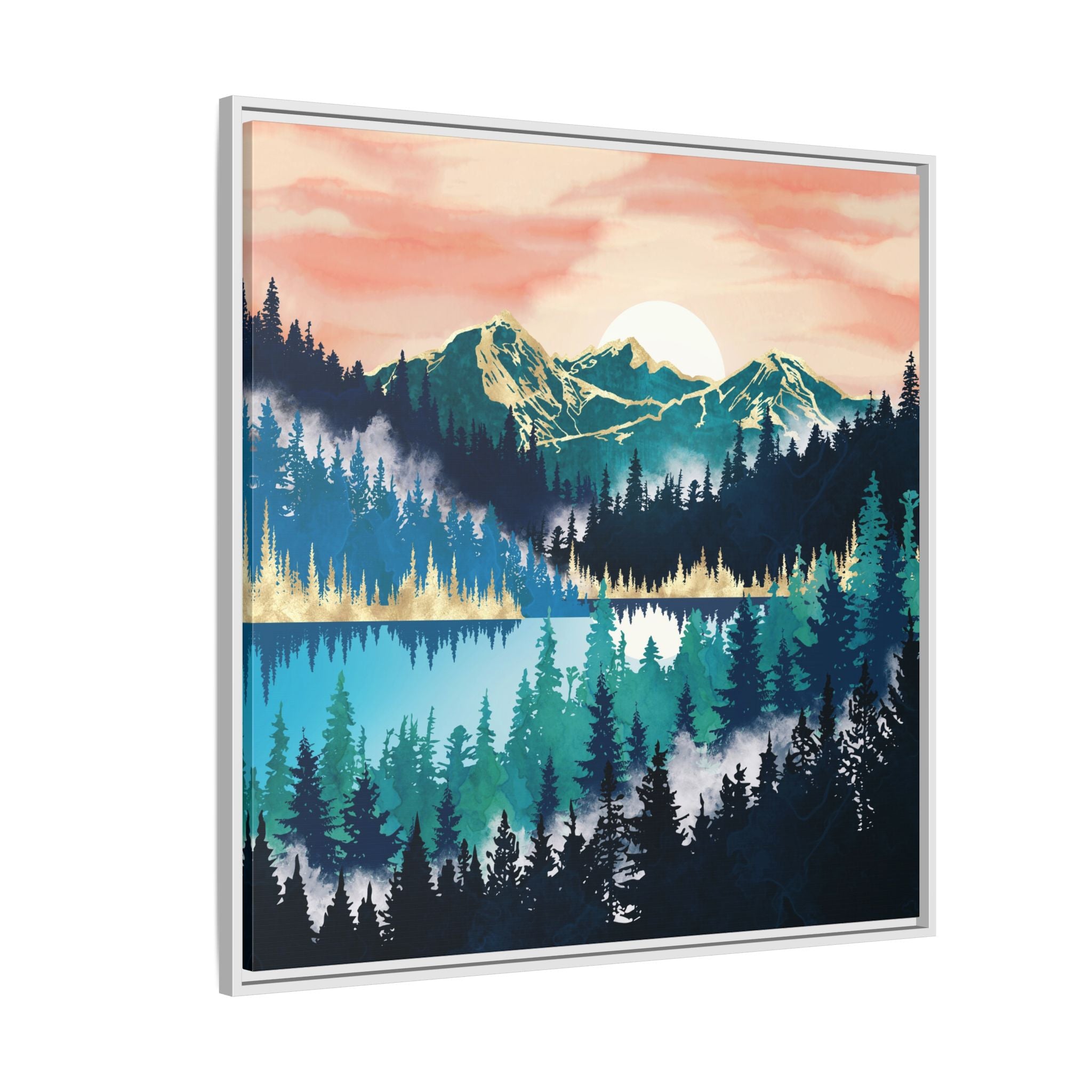 Lake Mist - Matte Canvas, Framed (Multi-color)