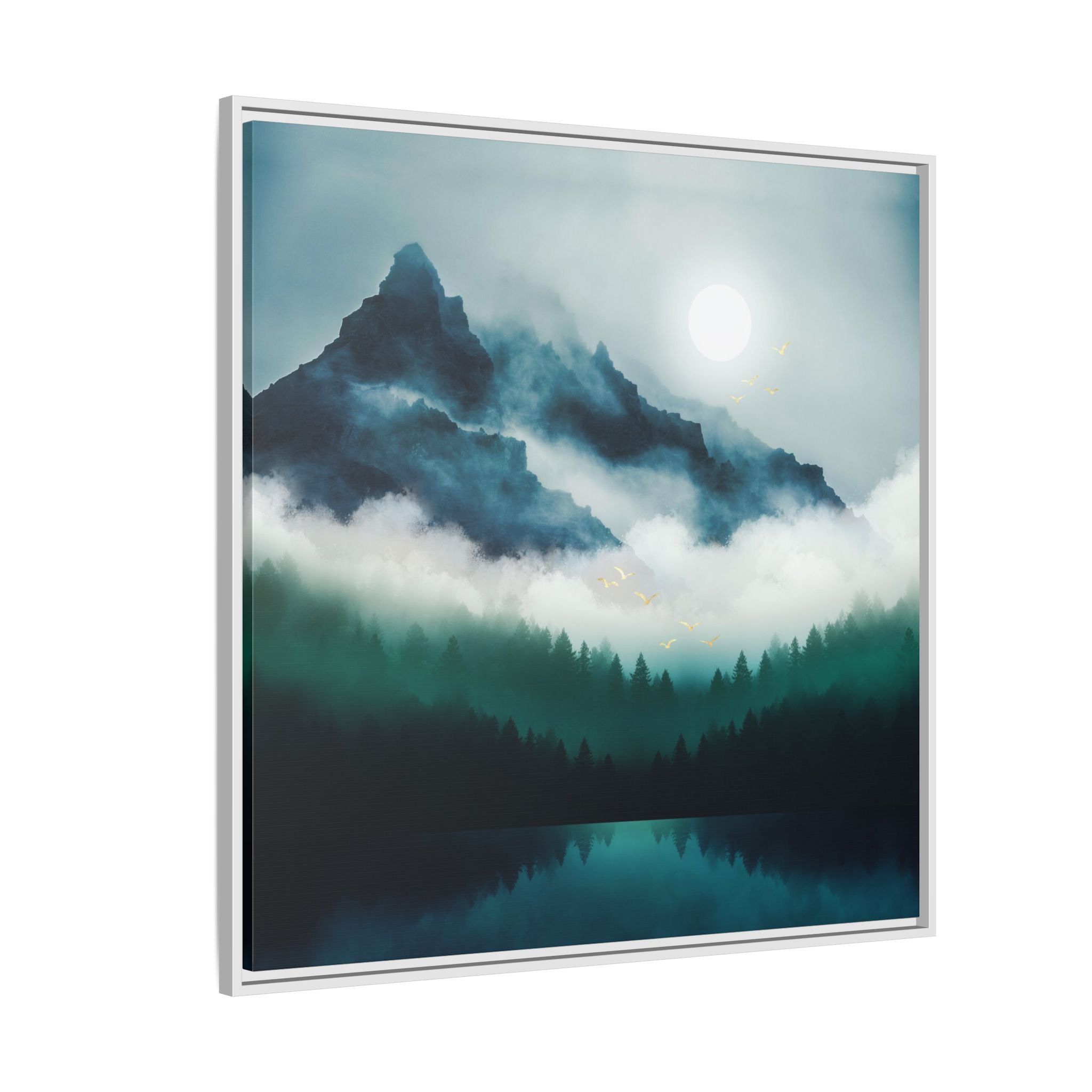 Midnight Moon Reflection - Matte Canvas, Framed (Multi-color)