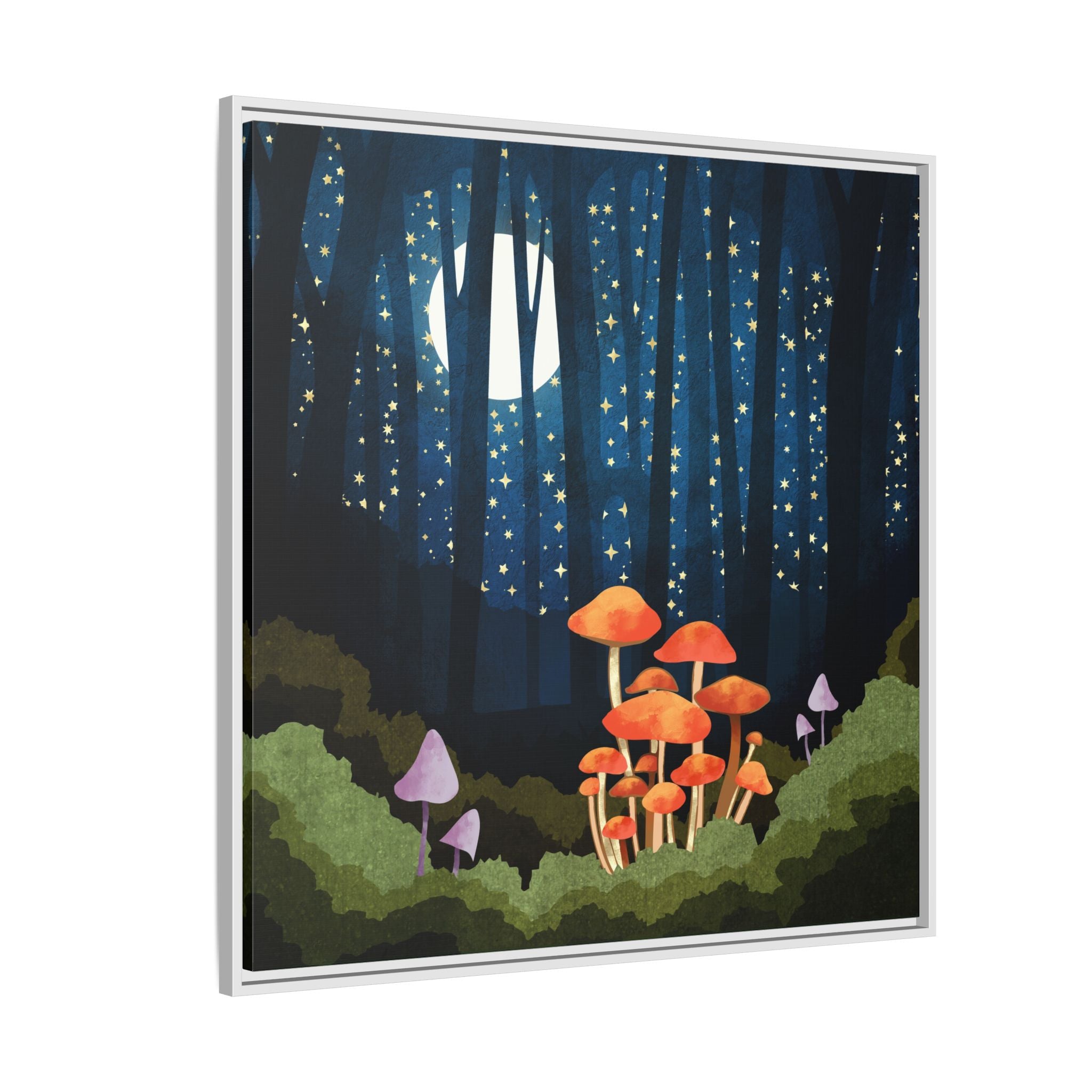 Midnight Mushrooms - Matte Canvas, Framed (Multi-color)