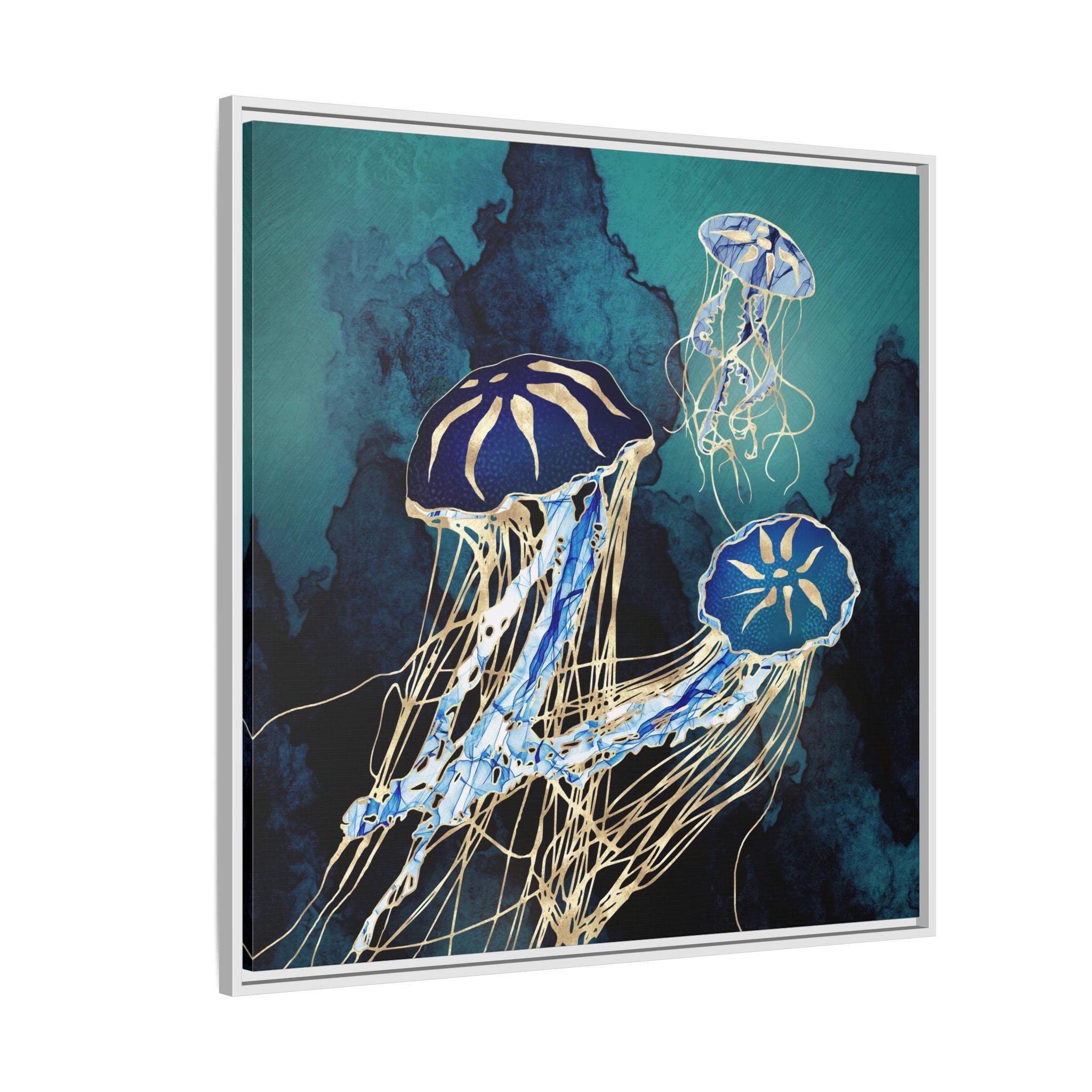 Metallic Jellyfish III - Matte Canvas, Framed (Multi-color)