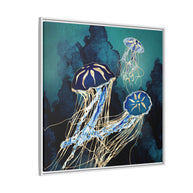 Metallic Jellyfish III - Matte Canvas, Framed (Multi-color)