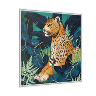Leopard and Indigo Botanical - Matte Canvas, Framed (Multi-color)