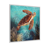 Metallic Sea Turtle - Matte Canvas, Framed (Multi-color)