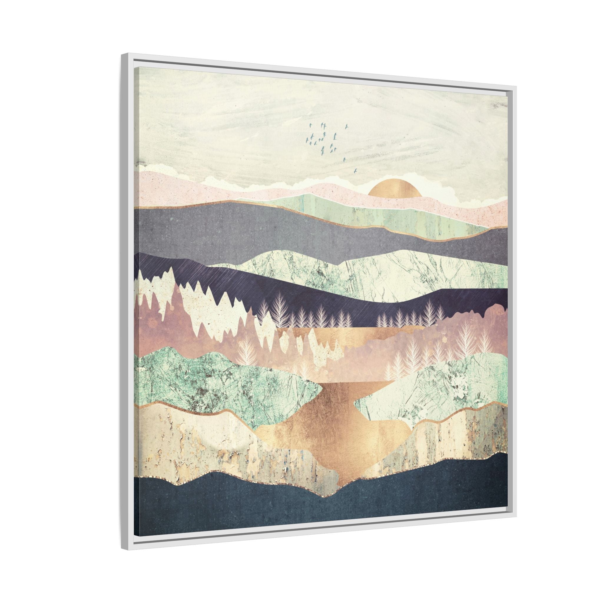 Golden Spring Reflection - Matte Canvas, Framed (Multi-color)