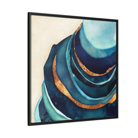 Abstract Blue and Gold - Matte Canvas, Framed (Multi-color)