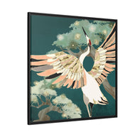 Golden Crane - Matte Canvas, Framed (Multi-color)