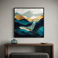 Blue Whale - Matte Canvas, Framed (Multi-color)