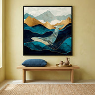 Blue Whale - Matte Canvas, Framed (Multi-color)