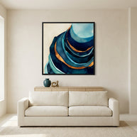 Abstract Blue and Gold - Matte Canvas, Framed (Multi-color)