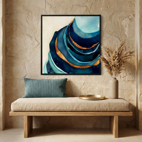 Abstract Blue and Gold - Matte Canvas, Framed (Multi-color)